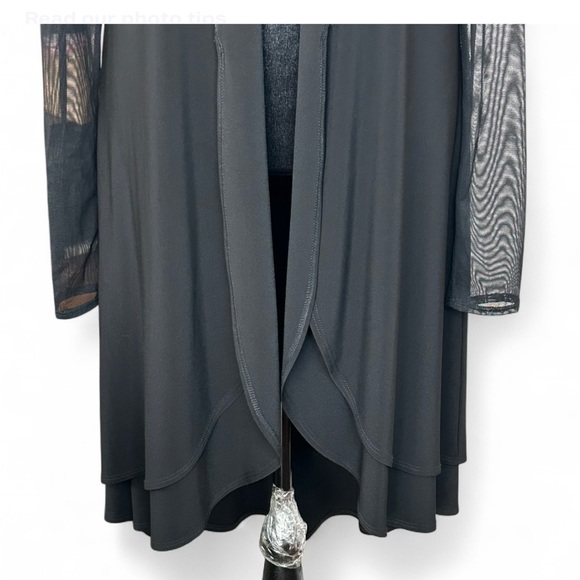 JOSEPH RIBKOFF Black Cardigan 12 W/Open Front & Sheer Long Sleeve Elegant Design - Picture 2 of 8